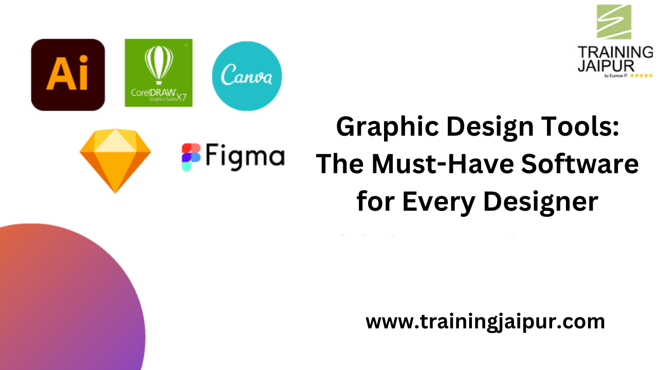 Best graphic design course in Jaipur. Best graphic design tools - Photoshop, Illustrator, CorelDraw, Canva, Adobe InDesign, Figma, Sketch, Affinity Designer.